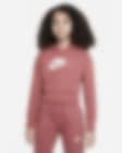 Low Resolution Nike Sportswear Club-kort hættetrøje i french terry til større børn (piger)