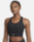 Low Resolution Sport-BH med mediumstöd, ett inlägg och lång design Nike Swoosh för kvinnor