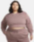 Low Resolution Playera con cuello en V de tejido Fleece cropped para mujer Nike Sportswear Phoenix (talla grande)