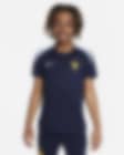 Low Resolution Ποδοσφαιρική κοντομάνικη πλεκτή μπλούζα Γαλλία Nike Dri-FIT Strike για μεγάλα παιδιά