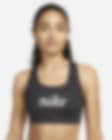Low Resolution Nike Swoosh Icon Clash sports-BH uten polstring med middels støtte og heldekkende trykk til dame