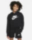 Low Resolution Nike Sportswear Club kort frottéhettegenser til store barn (jente)