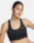 Low Resolution Sutiã de desporto almofadado de suporte médio com fecho frontal Nike Swoosh para mulher