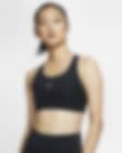 Low Resolution Nike Dri-FIT Swoosh Orta Destekli Tek Parça Pedli Kadın Spor Sütyeni