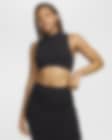 Low Resolution Kort ribbstickat linne Nike Sportswear Chill Knit med tajt passform och ståkrage för kvinnor