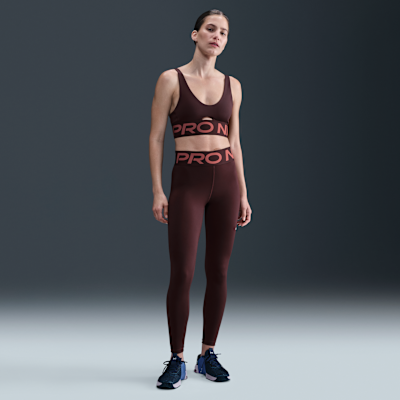 Nike Pro Indy Plunge sports-BH med innlegg og middels støtte til dame