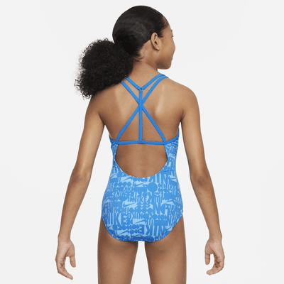 Traje de baño de una sola pieza con espalda en T para niña talla grande Nike Swim Retro Flow