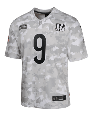 Подростковые джерси Joe Burrow Cincinnati Bengals Salute to Service Big Kids' Nike Dri-FIT NFL Limited Jersey