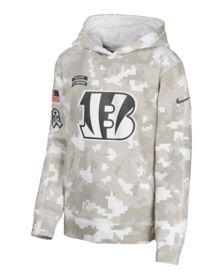 Подростковое худи Cincinnati Bengals Salute to Service Primary Edge Club Big Kids' Nike NFL Pullover Hoodie