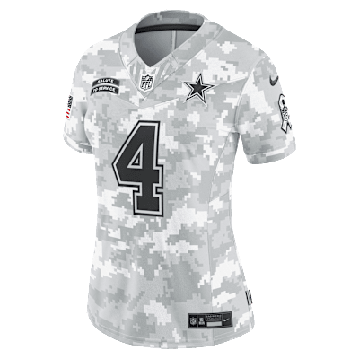 Jersey Nike Dri-FIT de la NFL Limited para mujer Dak Prescott Dallas Cowboys Salute to Service