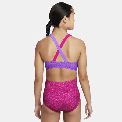 Monokini de espalda cruzada para niñas talla grande Nike Water Dots