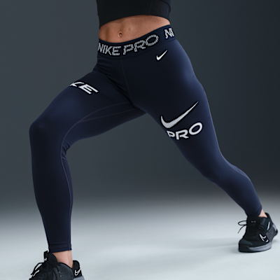 Nike Pro Women's Mid-Rise 7/8 Mesh-Panel Graphic Leggings