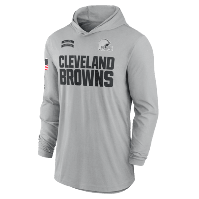 Playera con gorro de manga larga Nike Dri-FIT de la NFL para hombre Cleveland Browns Salute to Service Edge Mascot Lockup