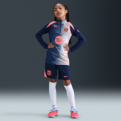 F.C. Barcelona Strike Third Older Kids' Nike Dri-FIT Total 90 Football Pre-Match Drill Top