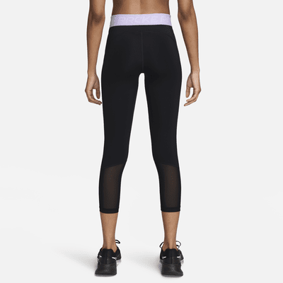 Nike Pro Women's Mid-Rise Crop Mesh-Panel Leggings