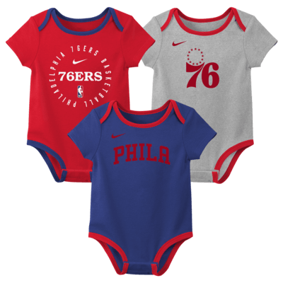 Philadelphia 76ers Baby Nike NBA 3-Pack Bodysuit Set