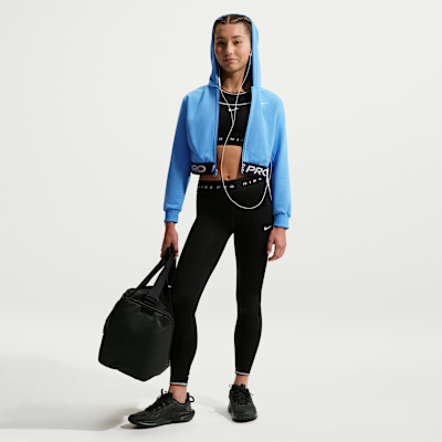 Sudadera con gorro Dri-FIT de cierre completo para niña talla grande Nike Pro Fleece