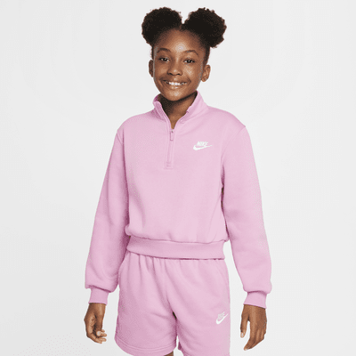 Sudadera de tejido Fleece de medio cierre para niña talla grande Nike Sportswear Club