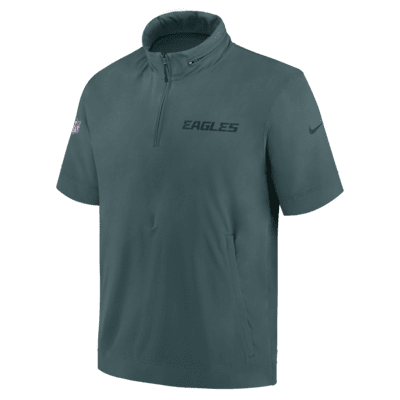 Philadelphia Eagles Sideline Coach Men's Nike NFL 1/2-Zip Short-Sleeve Hooded Jacket