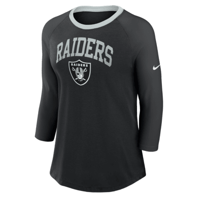 Playera de manga ¾ Nike de la NFL para mujer Las Vegas Raiders