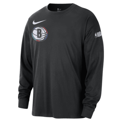 Brooklyn Nets Courtside City Edition Men's Nike NBA Max90 Long-Sleeve T-Shirt