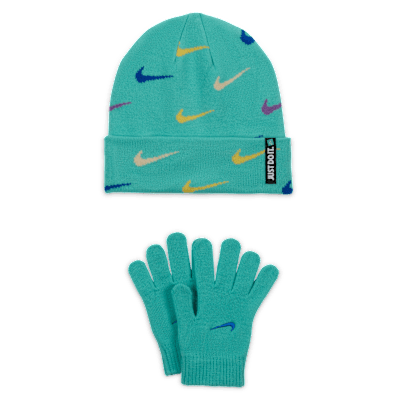 Conjunto de gorro y guantes para niños talla grande Nike Swoosh Repeat