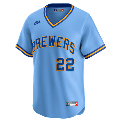 Christian Yelich Milwaukee Brewers Cooperstown Men's Nike Dri-FIT MLB Limited Jersey from Nike - $175