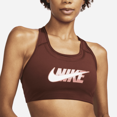Bra deportivo sin almohadilla con gráfico de media sujeción para mujer Nike Swoosh Icon Clash