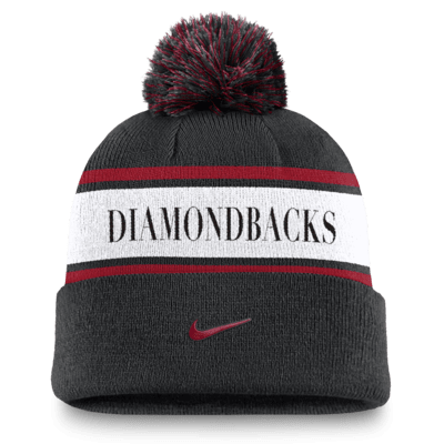 Arizona Diamondbacks Team Stripe Peak Men's Nike MLB Cuffed Pom Beanie