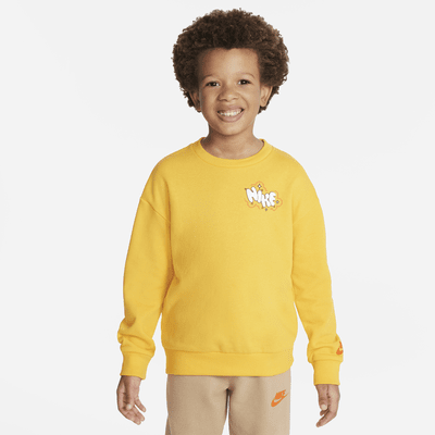 Conjunto de sudadera de cuello redondo de French Terry estampada para niños de preescolar Nike Sportswear Create Your Own Adventure