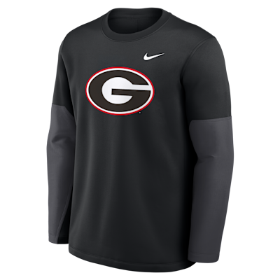 Playera de manga larga universitaria Nike Therma-FIT para hombre Georgia Sideline Coach