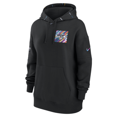 Seattle Seahawks Crucial Catch Club Nike Women's NFL Pullover Hoodie in Black, Size: Large | 01F000AZUU-5WL