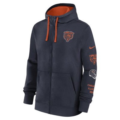 Sudadera con gorro Nike de la NFL de cierre completo para hombre Chicago Bears Club