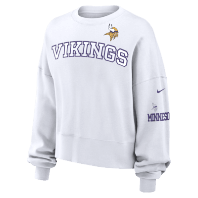 Sudadera sin cierre de cuello redondo de la NFL Nike para mujer Minnesota Vikings