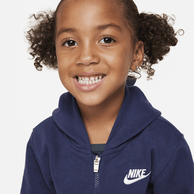 Sudadera con gorro de cierre completo para niño pequeño Nike Sportswear Club Fleece