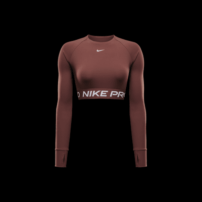 Nike Pro Dri-FIT kort, langermet overdel til dame