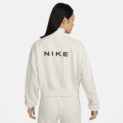 Sudadera de tejido Fleece oversized cropped de medio cierre para mujer Nike Sportswear