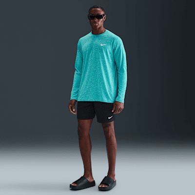 Camiseta Hydroguard de natación de manga larga de tela jaspeada para hombre Nike