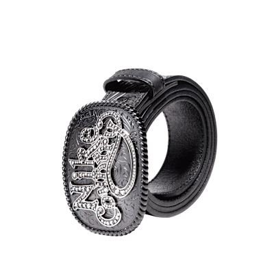 Cinturón de cuero en relieve de hebilla de placa con pedrería para hombre Nike Country