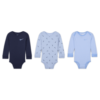 Nike Baby Essentials Baby (12-24M) Long Sleeve Bodysuits (3 Pack)