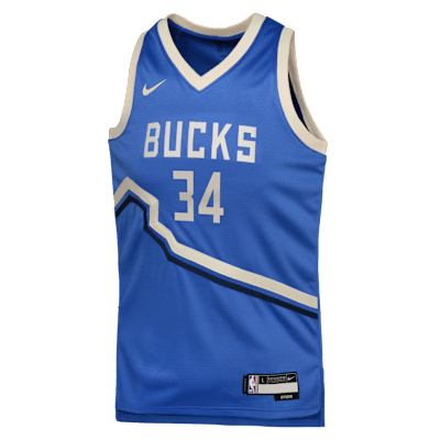 Jersey Nike Dri-FIT de la NBA Swingman para niños talla grande Giannis Antetokounmpo Milwaukee Bucks 2024/25 City Edition