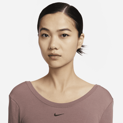 Nike Sportswear Chill Knit Women's Tight Scoop-Back Long-Sleeve Mini-Rib Top