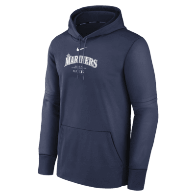 Seattle Mariners Authentic Collection Practice Men's Nike Therma MLB Pullover Hoodie