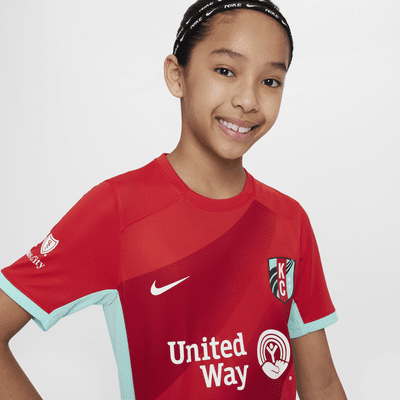 Jersey Nike Dri-FIT de la NWSL tipo réplica para niños talla grande Kansas City Current 2024 Stadium Primary