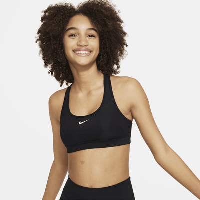 Nike Girls Swoosh Sports Bra - volt/black