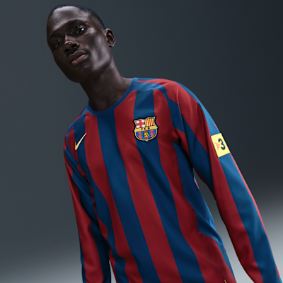 Ronaldinho FC Barcelona 2005/06 Reissue Men's Nike Soccer Replica Long-Sleeve Jersey from Nike - $150