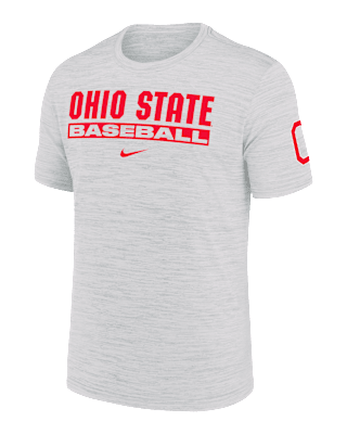 Мужская футболка Ohio State Buckeyes Velocity Baseball Wordmark Stack Nike Dri-FIT College