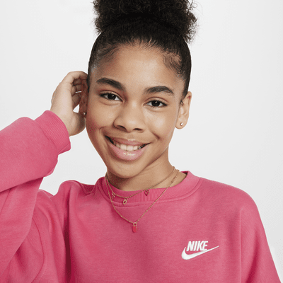 Nike Sportswear Club Fleece sweatshirt met ronde hals en recht design voor meisjes