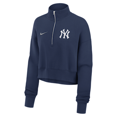 New York Yankees Phoenix Women's Nike MLB Cropped 1/4-Zip Crew
