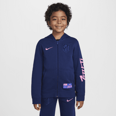 Atlético Madrid Club Third Nike Fußball-Hoodie aus French Terry mit durchgehendem Reißverschluss für ältere Kinder (Jungen)